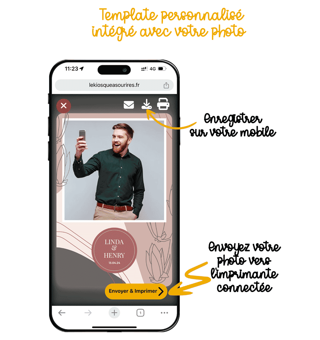 Aperçu d'une photo personnalisée depuis le smartphone