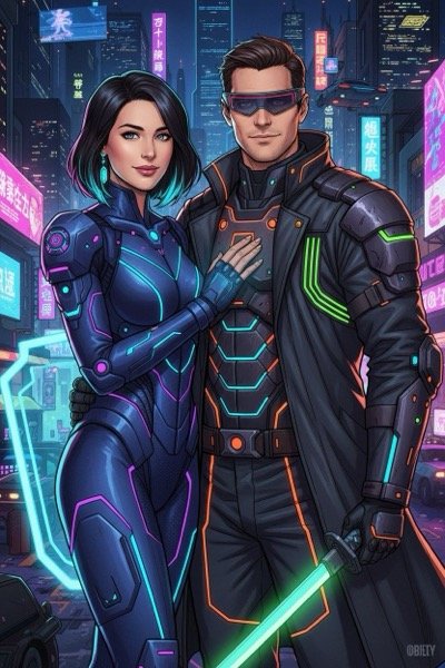 Manga cyberpunk néon